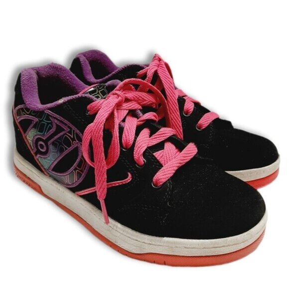 HEELYS Shoes Sneakers w/ Wheels Black Pink Purple Kids Girls  Sz 4 Youth - Picture 1 of 16